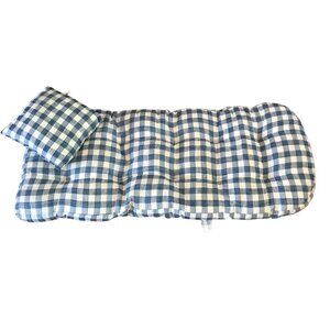 Blue & White Buffalo Check Seat Cushion 50" X 22" With 13 X 13 " Throw Pillow